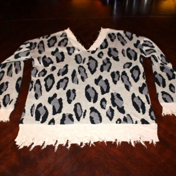 Fate Sweaters - Leopard Print Women's Distressed Sweater Animal Print – Size S –